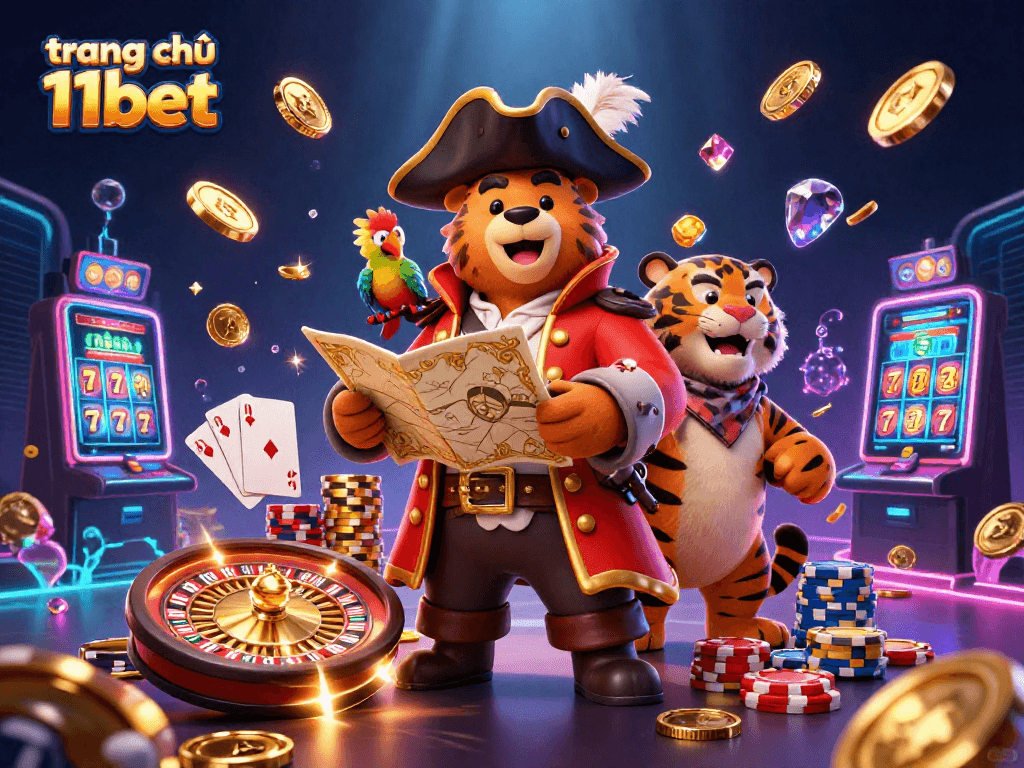 Experience the thrills of trang chủ 11bet with vibrant 3D casino elements in an engaging scene.
