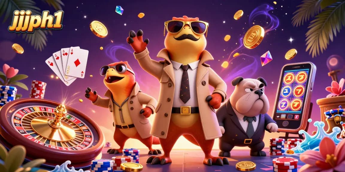 Nagkakaroon ng masayang eksena ng jjjph1 na may tatlong raptors sa trench coat sa VIP lounge ng casino.