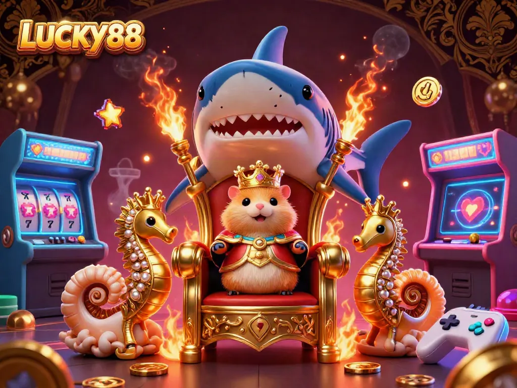 Engage with LUCKY88, a dazzling gaming experience featuring vibrant characters and rich casino elements.