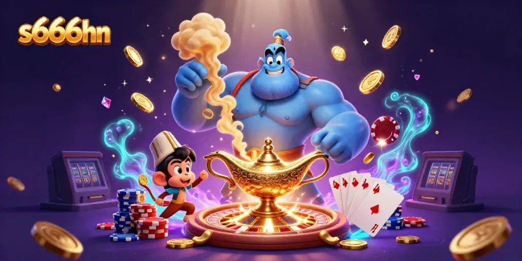 Experience the thrill of gaming with s666hn in this vibrant 3D casino illustration.