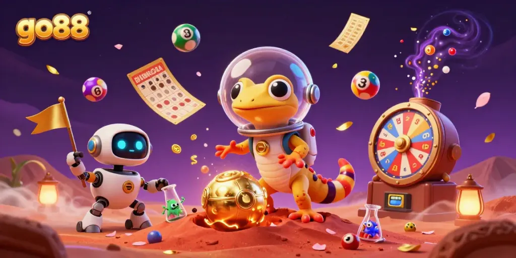 Experience the excitement of go88 at a golden Martian casino, filled with vibrant games and alien cheer.