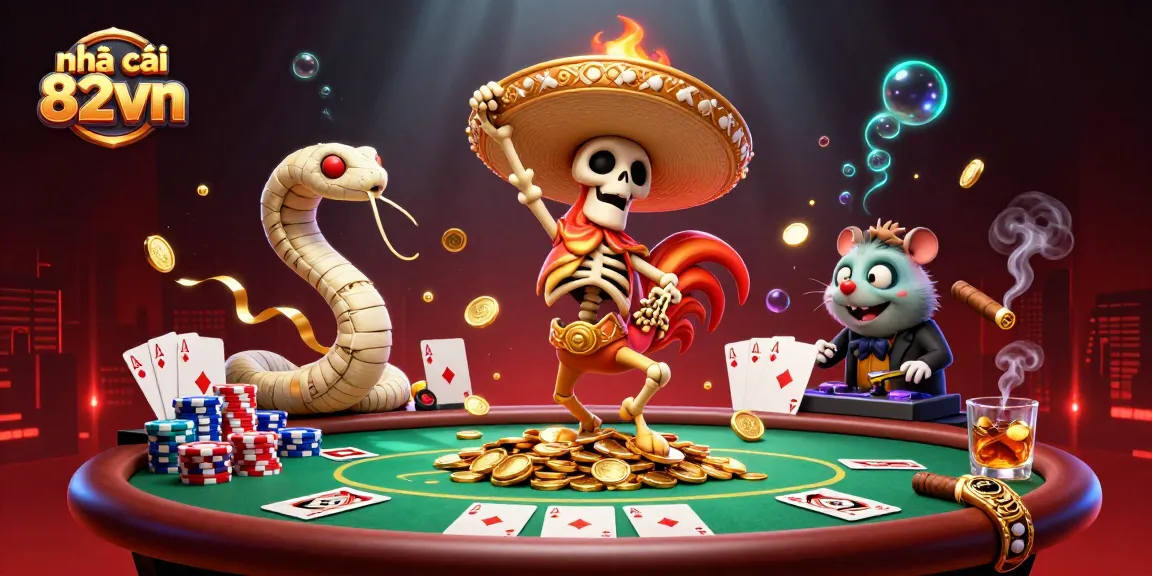 Celebrate wins at nhà cái 82vn with a vibrant and dynamic casino-themed illustration.