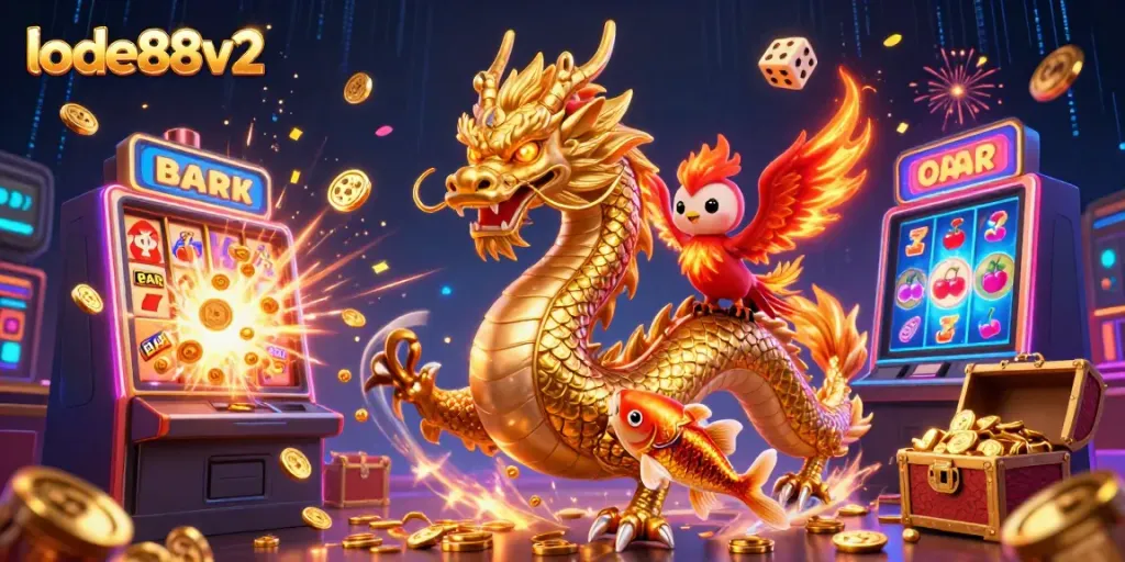 Experience thrilling gameplay with lode88v2 featuring a dragon, phoenix, and jackpot elements