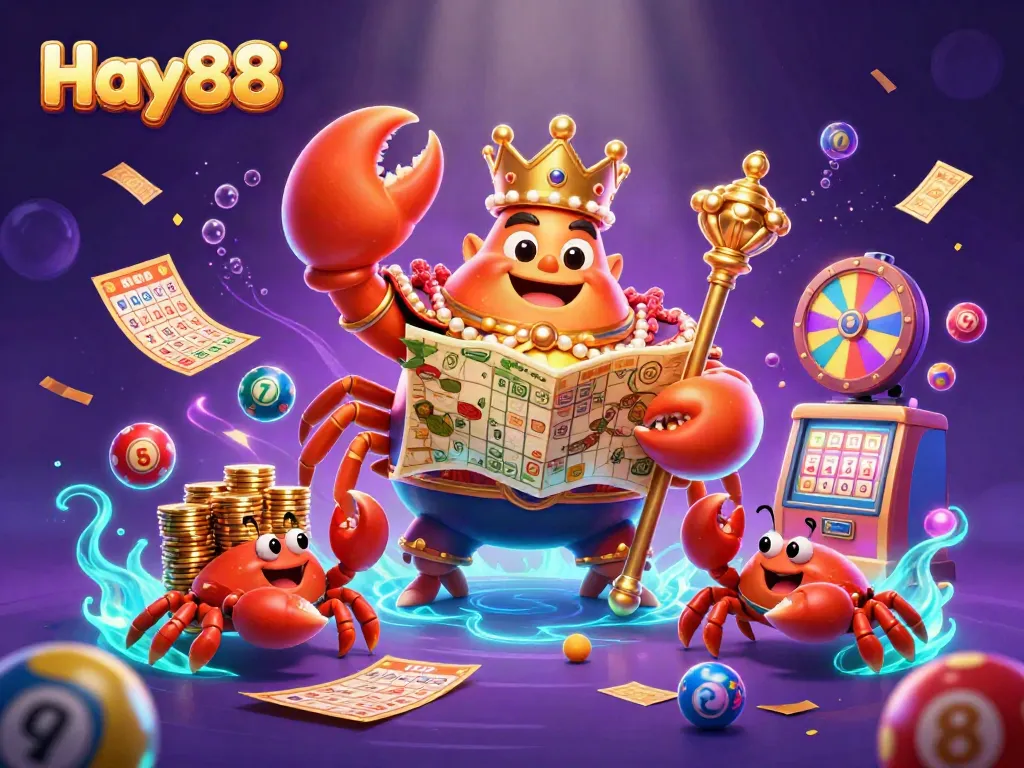 Engage with thrilling Hay88 gaming strategies in vibrant, colorful lottery-themed art.