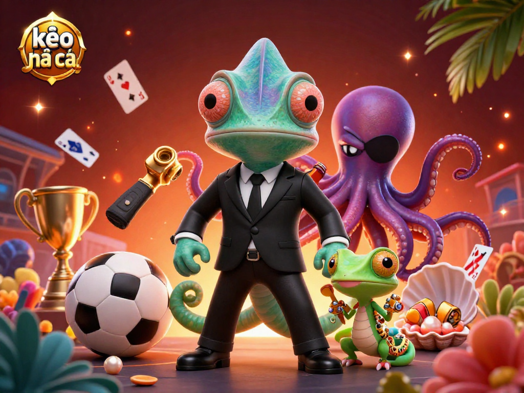 Engage with kèo nhà cái strategies showcased in a vibrant 3D sports betting scene featuring unique elements and dynamic characters.