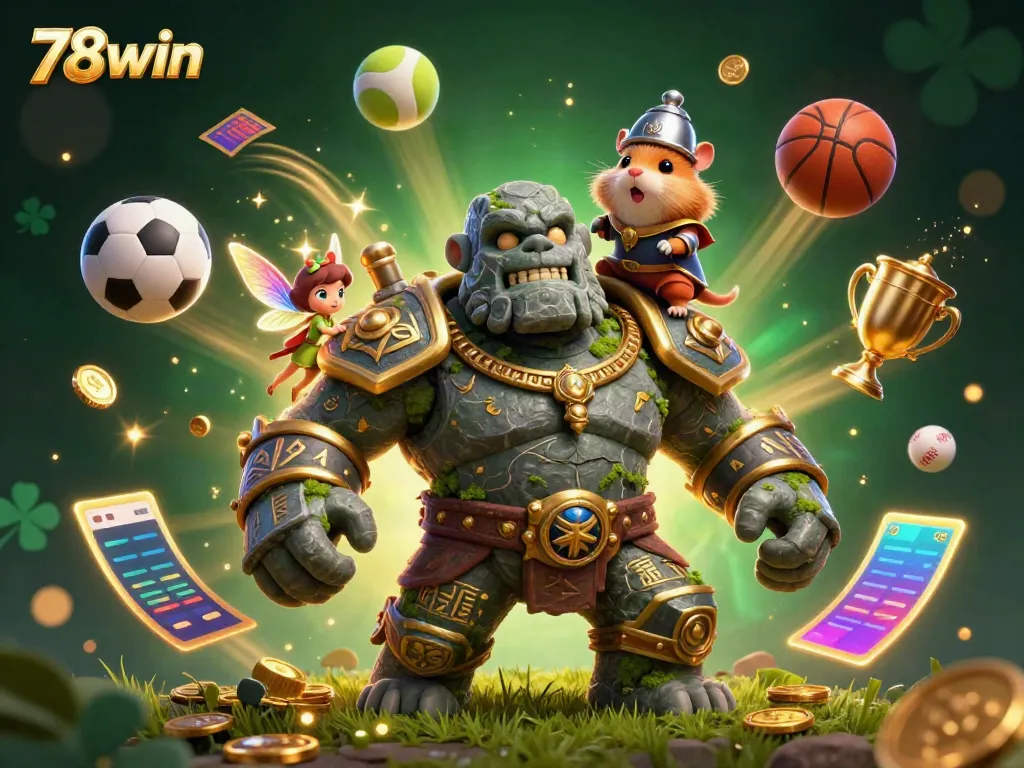 Experience the thrill of 78win with vibrant gaming characters and dynamic sports elements.