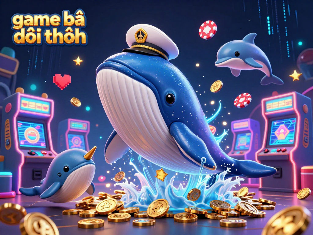 Engage in game bài đổi thưởng with a vibrant 3D casino scene filled with animated characters and gaming elements.