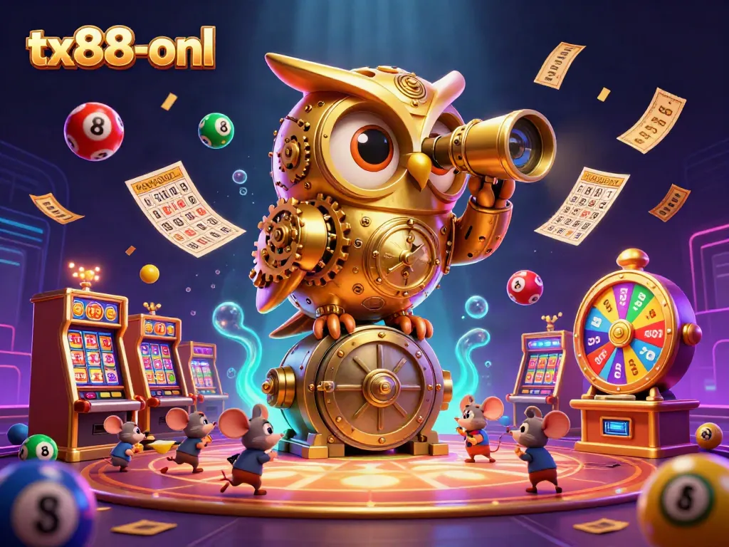 Experience exhilarating gaming at tx88-onl with a rich colorful casino scene featuring lottery elements.