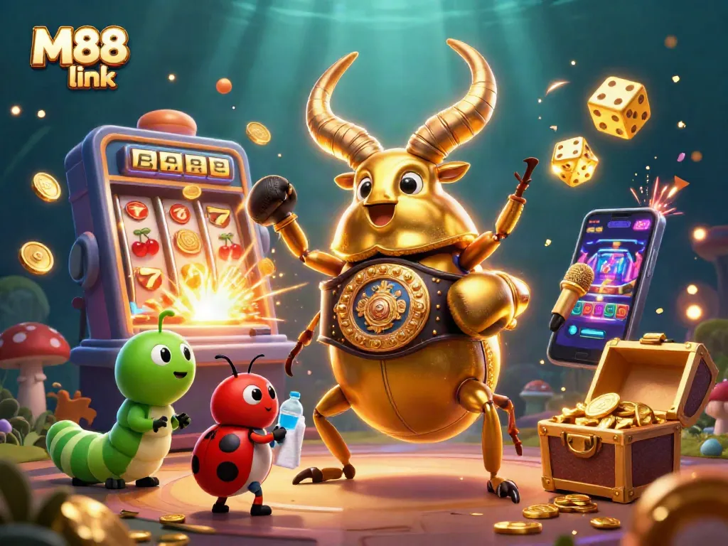 Engage with top online gambling strategies using M88 link amidst a vibrant casino scene.