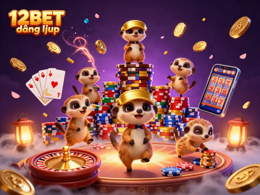 Experience the excitement of 12BET đăng nhập with a lively meerkat casino scene featuring dynamic gameplay.