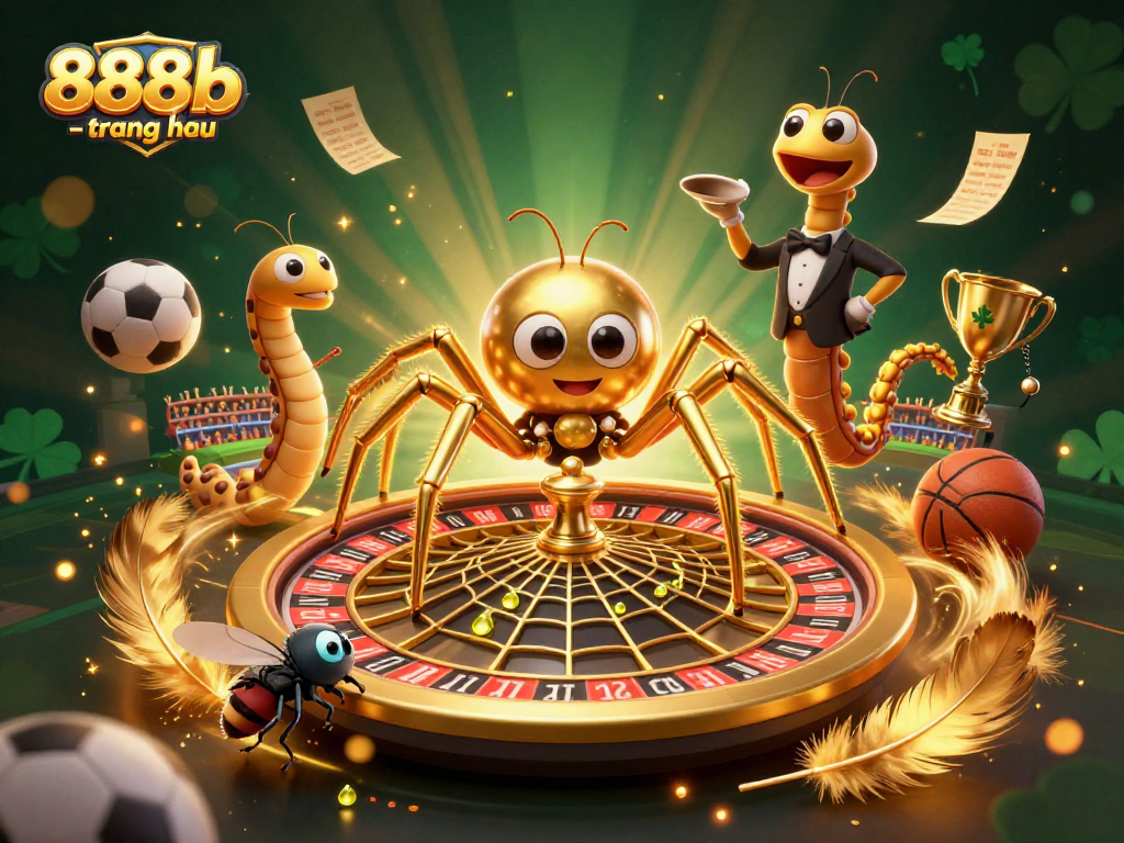 Engage with 888b - trang chủ sports betting in a vibrant, bustling casino illustration.