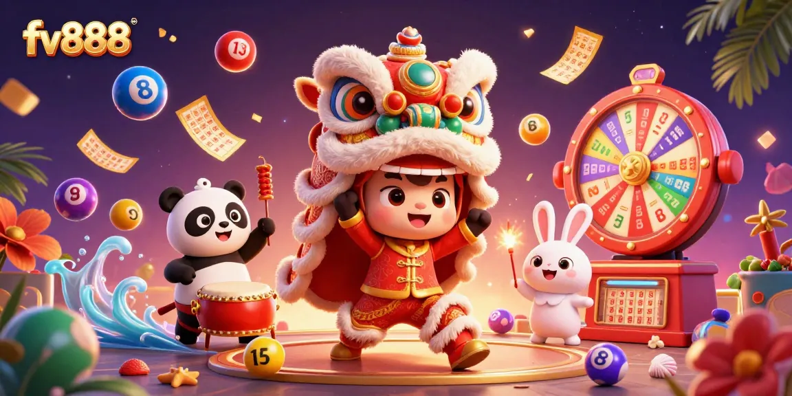 Experience thrilling gameplay with fv888's vibrant casino illustration showcasing exciting lottery elements.