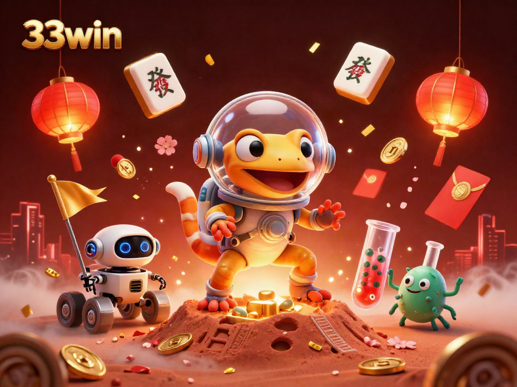 Experience immersive gaming with 33win's vibrant casino adventure featuring Martian characters.