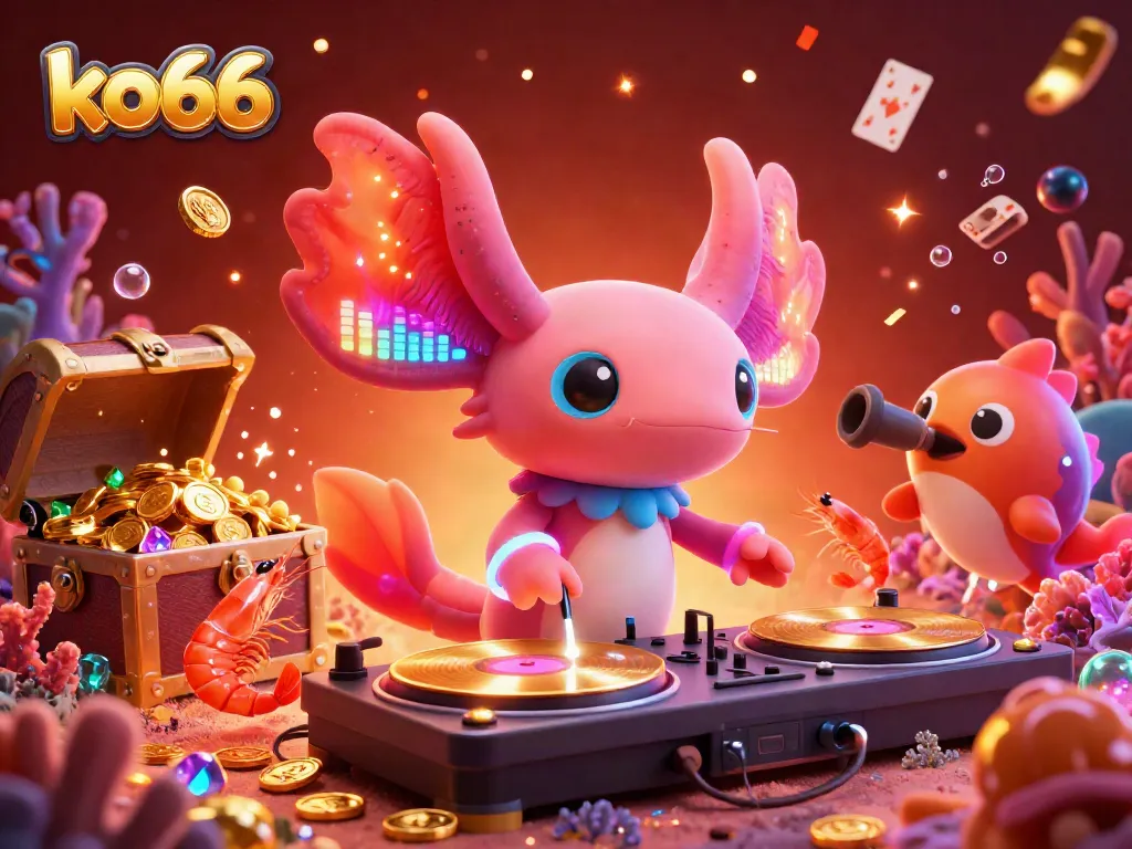 Experience the excitement of KO66 with a vivid underwater casino party featuring camouflaged sea creatures and immersive game elements.
