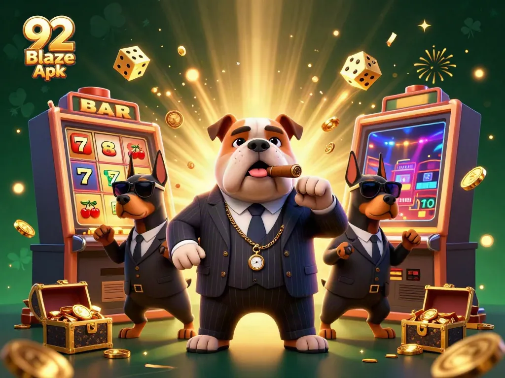 Engage with the vibrant world of 92 Blaze Apk, featuring characters and casino elements in action.