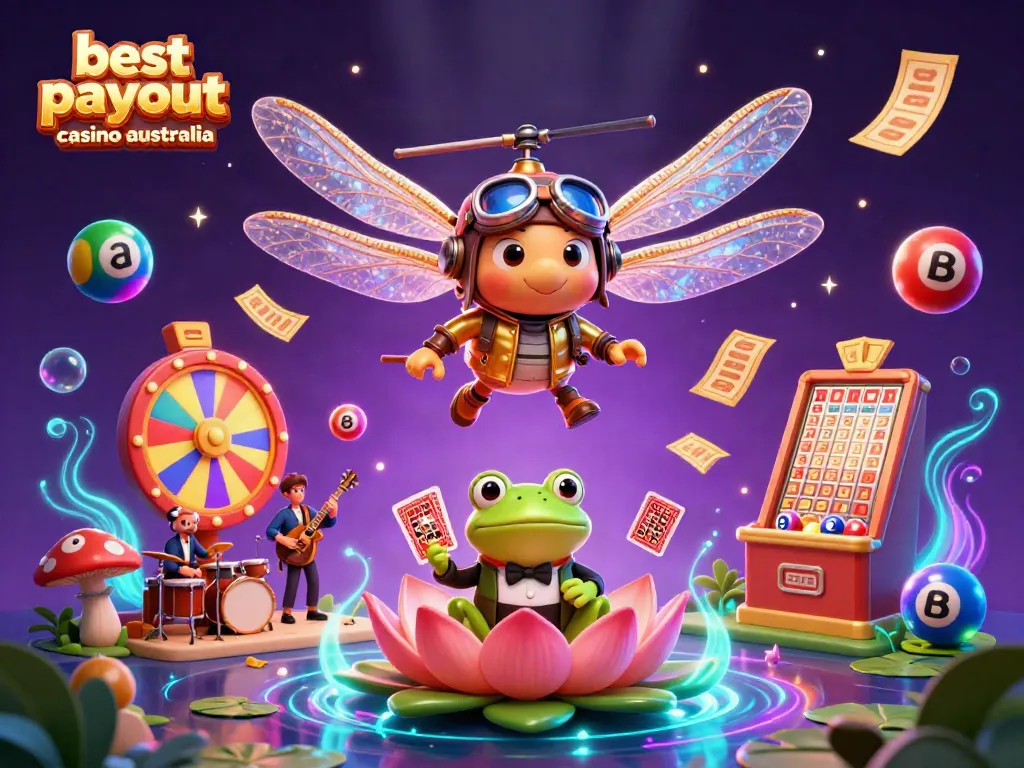 Experience thrilling wins at the best payout casino Australia with a vibrant 3D casino scene.