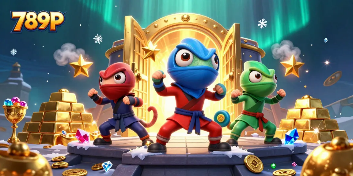 Visualize winning with 789P's thrilling casino adventure featuring vibrant chameleon ninjas.