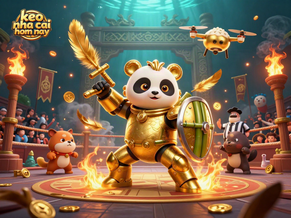 Betting action in keo nha cai hom nay sports arena with dynamic characters and vivid elements.